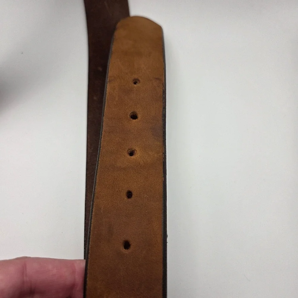 Tony Lama Mens Brown Genuine Leather Western Belt Silver Buckle 32 USA Made‎